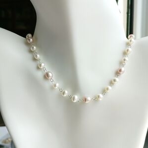 Freshwater Pearl Necklace White and Blush Pink